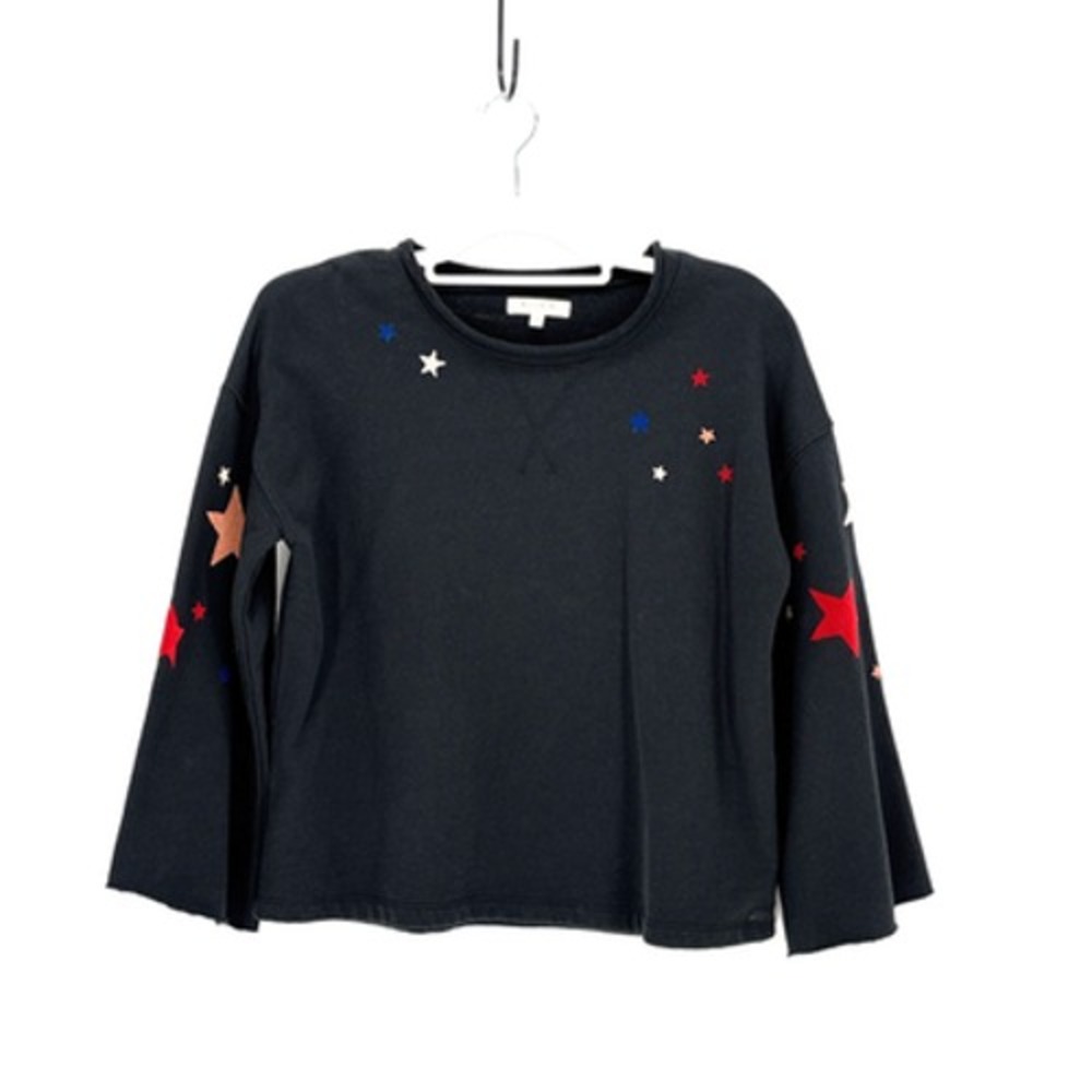 Mile(s) Madewell Boho Sweatshirt Small Black Cropped Stars Fleece Shirt